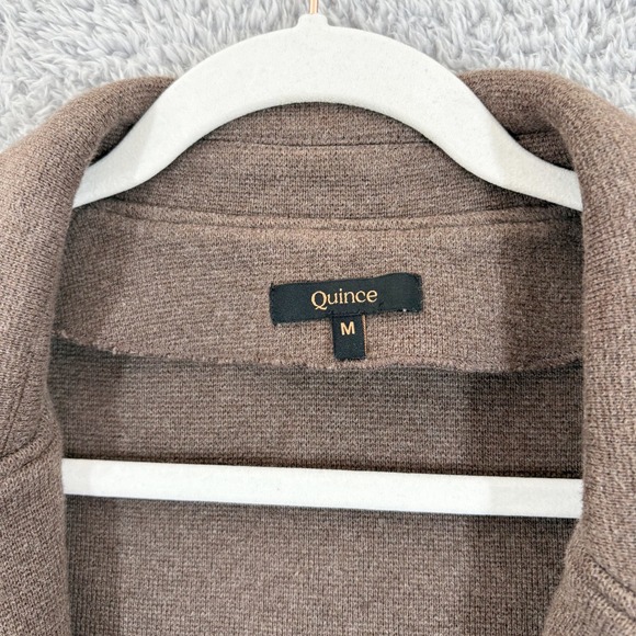 Quince Organic Cotton Knit Sweater Blazer Cardigan Heather Brown Size M Casual - Picture 6 of 9